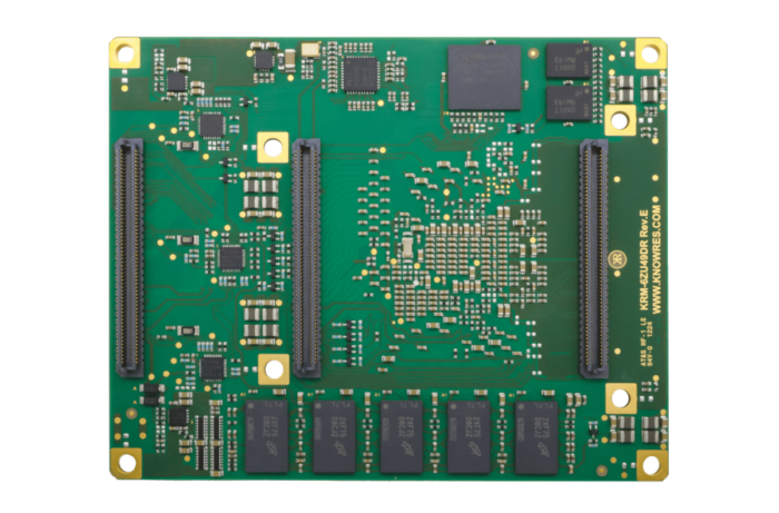 View of bottom of the KRM-6ZU49DR FPGA module featuring the AMD RFSoC GEN3 Ultrascale+ series