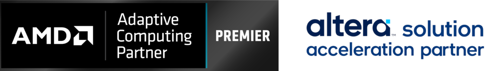 AMD Adaptive Computing Partner Premier logo and Altera Solution Acceleration Partner logo