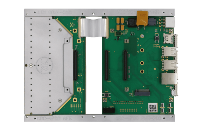 Top view of KRC-4700 evaluation carrier by Knowledge Resources without KRM-4 RFSoC.