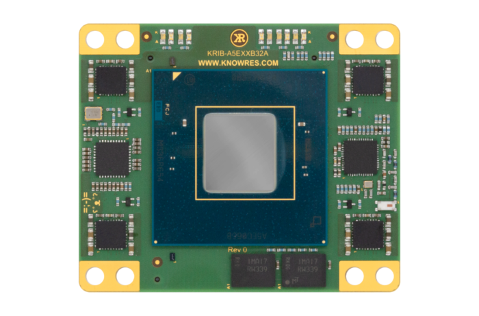 Top view of Knowledge Resources' KRIB-A5ExxB32A FPGA SoM